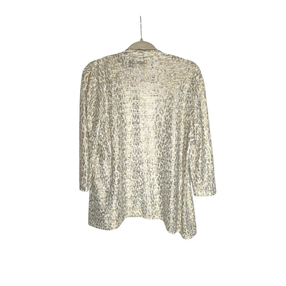 Chico's Travelers Collection Cardigan Jacket Sz 2 L Metallic Burnout Lightweight